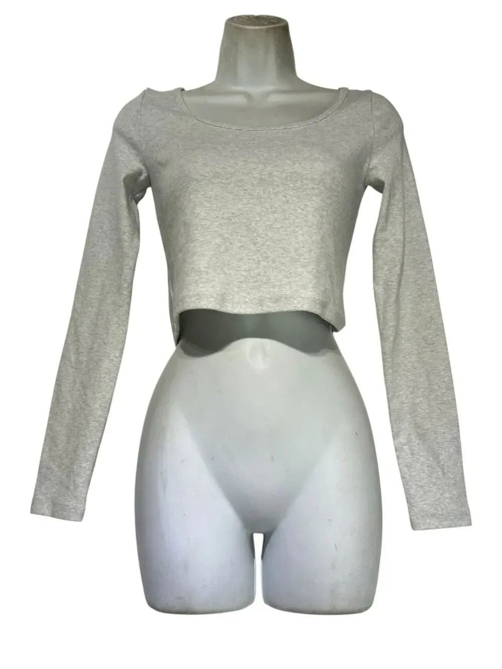 Sunday Best Aritzia Women’s Size XS Gray Long Sleeve Crop Top Scoop Neck